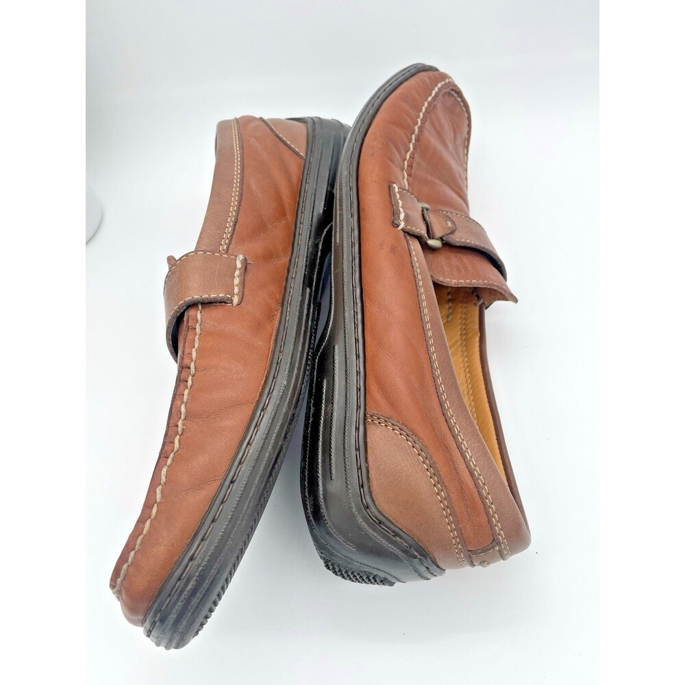 Tommy Bahama Men 10 Slip-On Boat Shoes Brown Leather Comfortable Lightweight - Picture 7 of 8